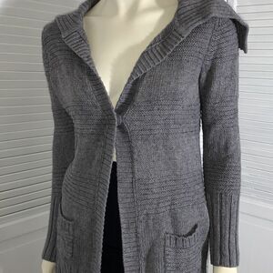 American Eagle Gray‎ Wool Blend Chunky Knit Long Cardigan Sweater Size Medium